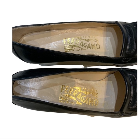 Salvatore Ferragamo New Black Leather & Suede Loafers Sz 5 AA - Picture 10 of 13